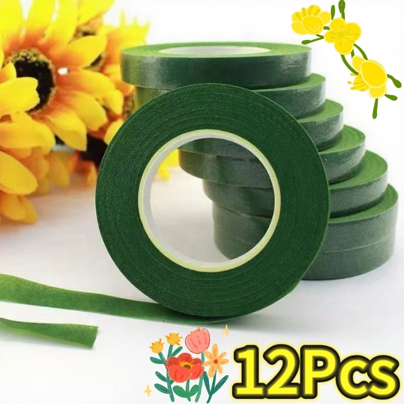 Floral Tape Green - 1-12Rolls Green Bouquet Floral Tape Self-adhesive