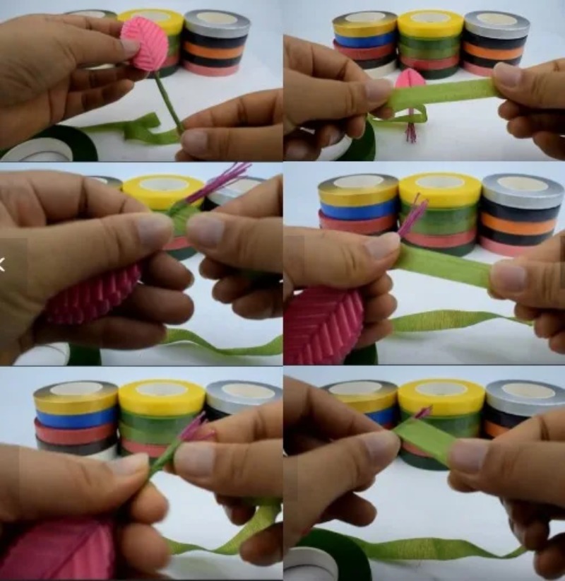 Floral Tape Green - 5PCS 30Yard Self-adhesive Floral Paper Tapes