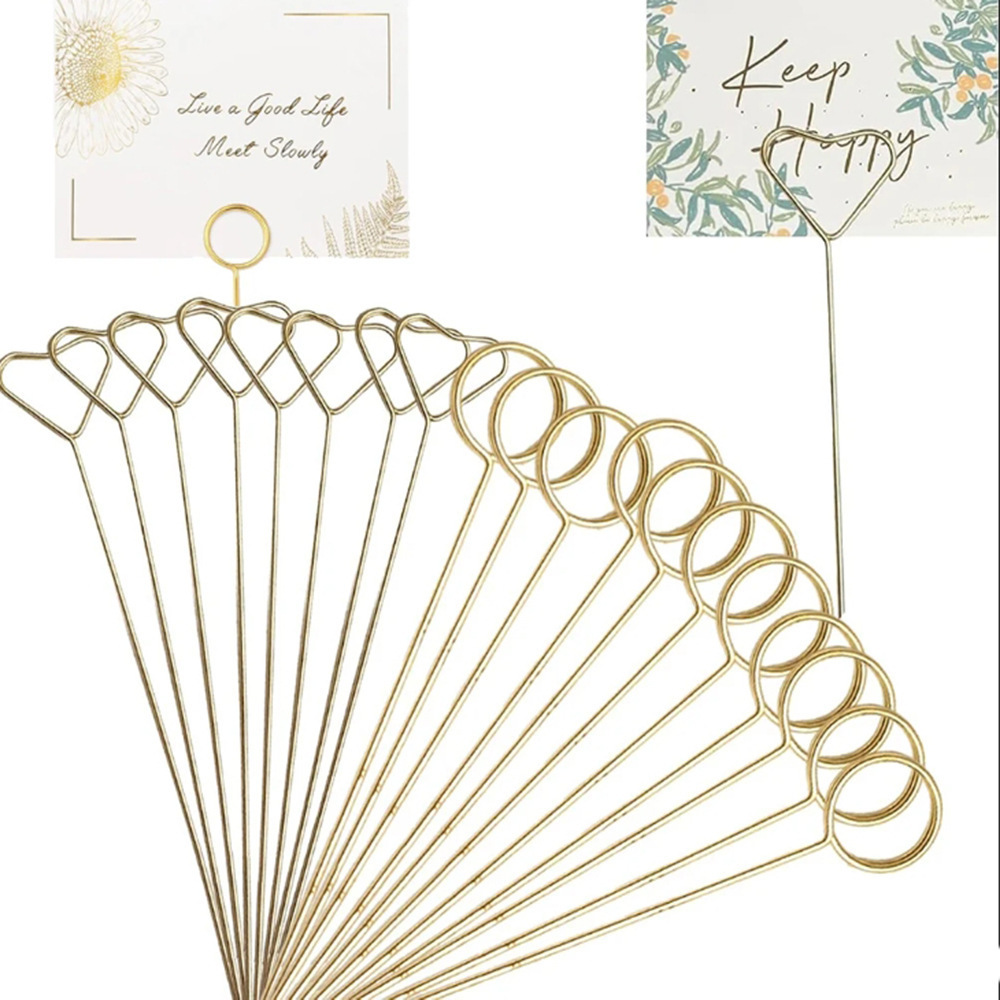 Floral Picks Wood - Metal Flower Card Holder Gold Floral